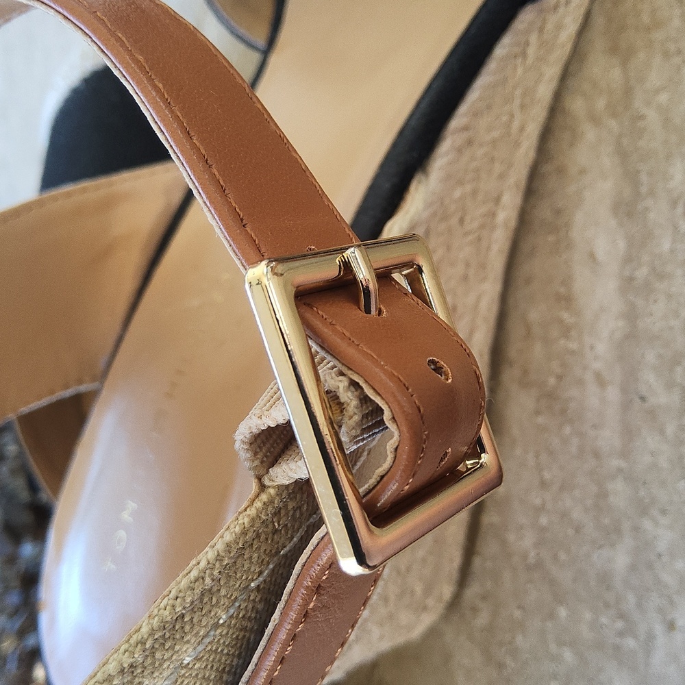 Tommy Hilfiger Black and Tan Espadrille Sandals Size 9 M - Picture 7 of 14